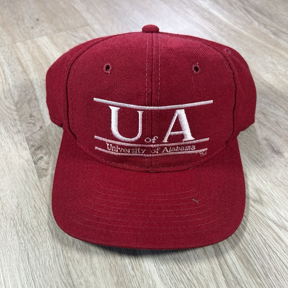 VTG Alabama Crimson Tide Snapback Hat NCAA The Game Red Bar Line Wool Cap